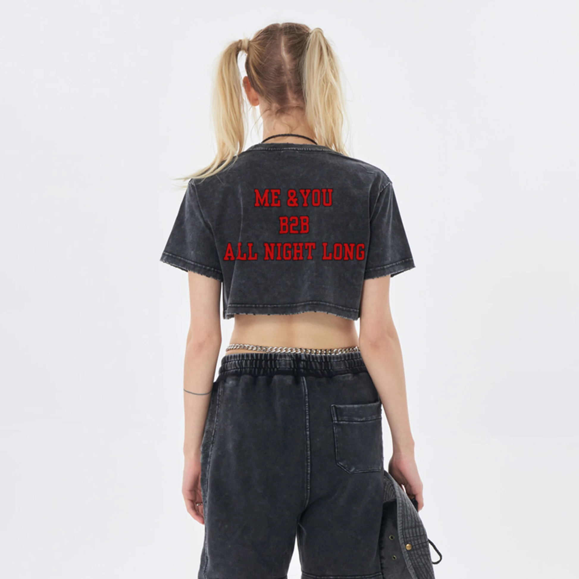 Me B2B You Crop Top | Mottled Black