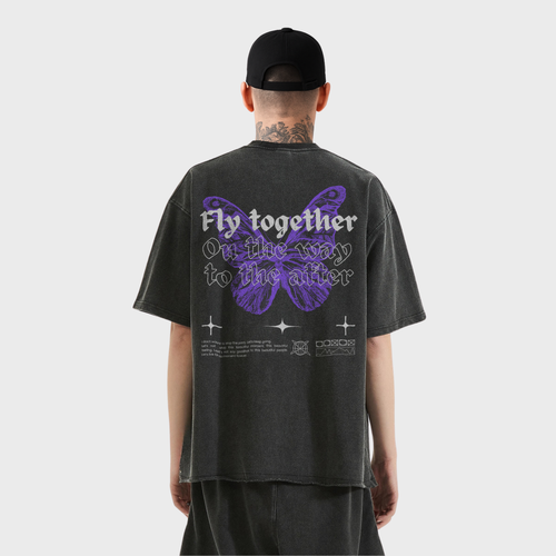 Fly Together Tee | Crop Faded Black