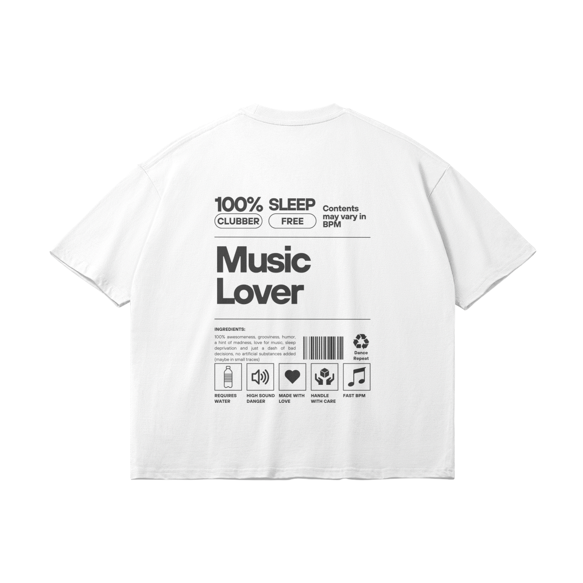 100% Music Lover Oversize Light Tee