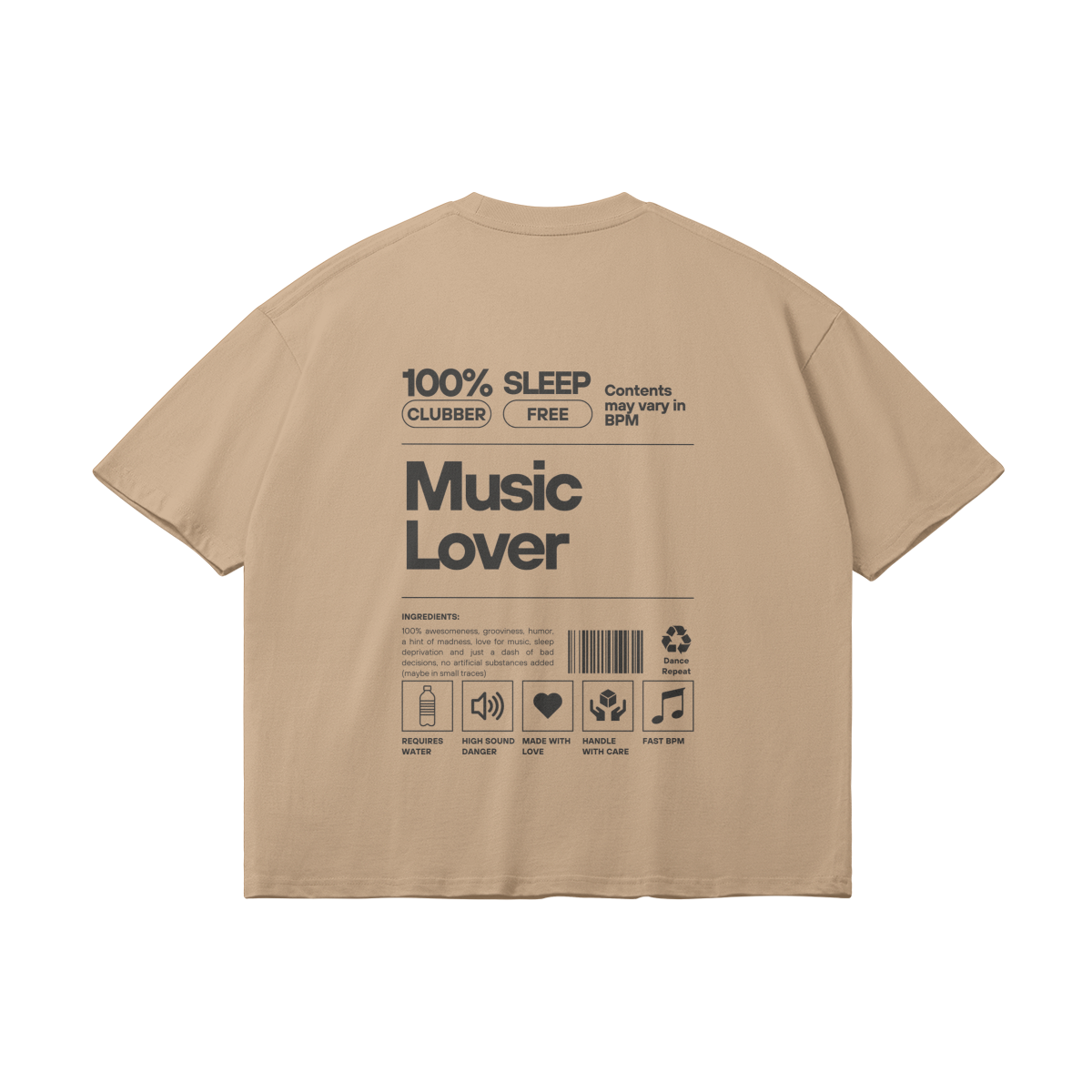 100% Music Lover Oversize Light Tee