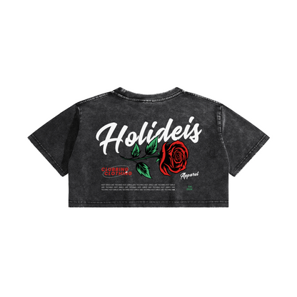 Holideis Rose Woman Snow Wash Crop Top