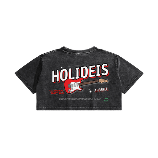 Holideis Club Guitar Woman Snow Wash Crop Top