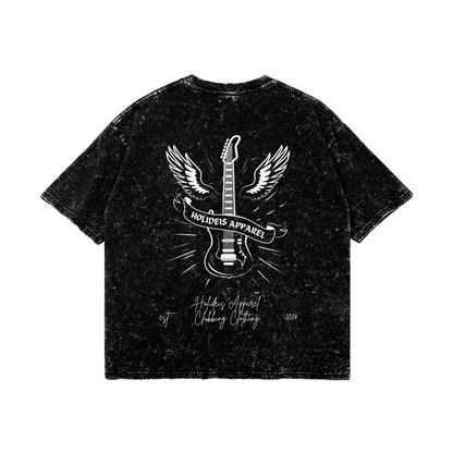 Holideis Club Winged Guitar Oversize Snow Wash Tee