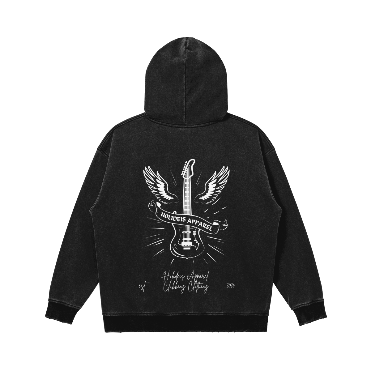 Holideis Club Winged Guitar Wash Snap Collar Hoodie