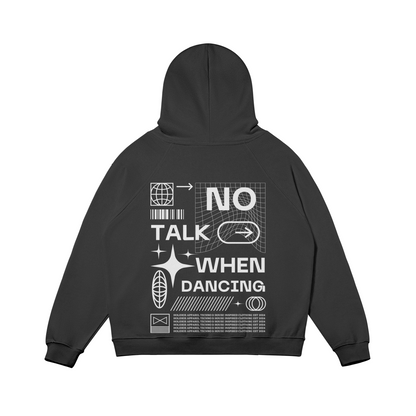 No Talk When Dancing Black Super Oversize Fleece Lined Hoodie