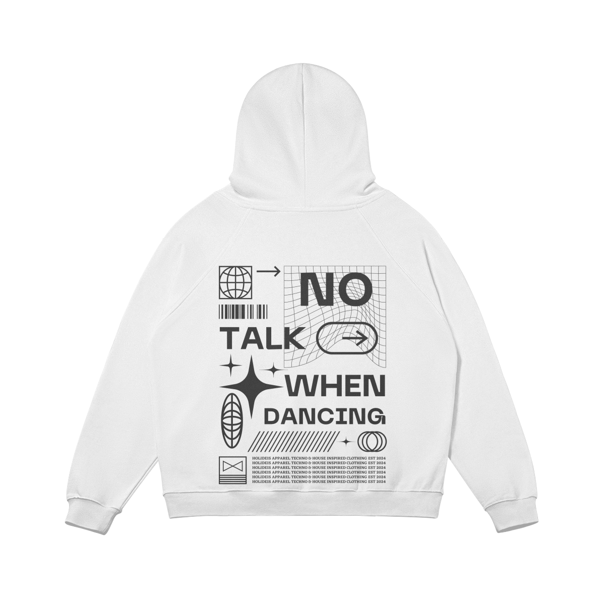 No Talk When Dancing White Super Oversize Fleece Lined Hoodie