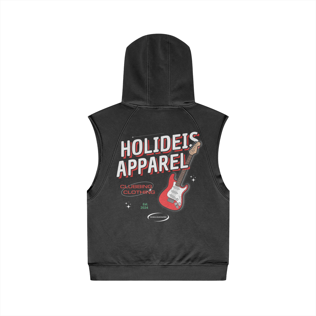 Holideis Club Guitar Oversize Wash Sleeveless Hoodie