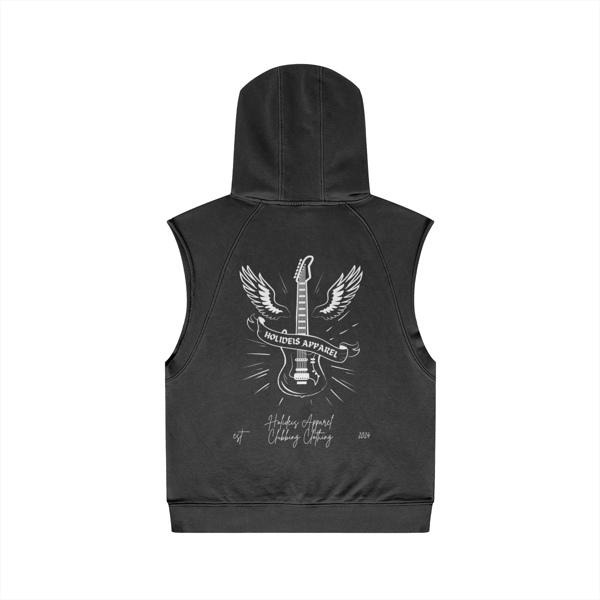 Holideis Club Winged Guitar Oversize Wash Sleeveless Hoodie