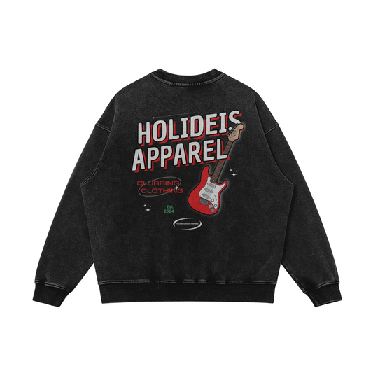 Holideis Club Guitar Oversize Faded Heavy Sweatshirt