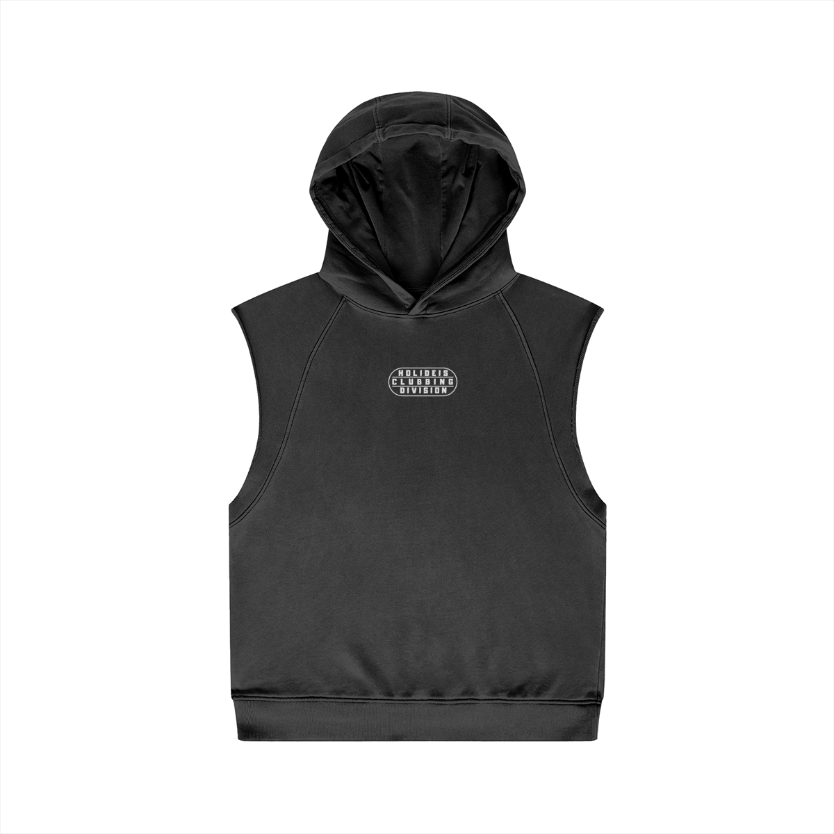 Clubber Black Oversize Wash Sleeveless Hoodie