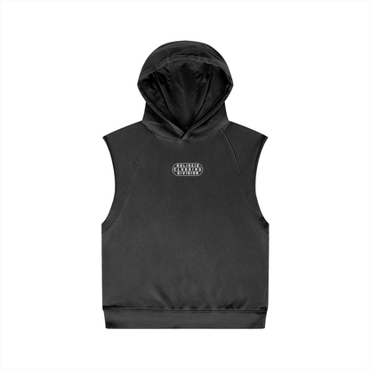 Clubber Black Oversize Wash Sleeveless Hoodie