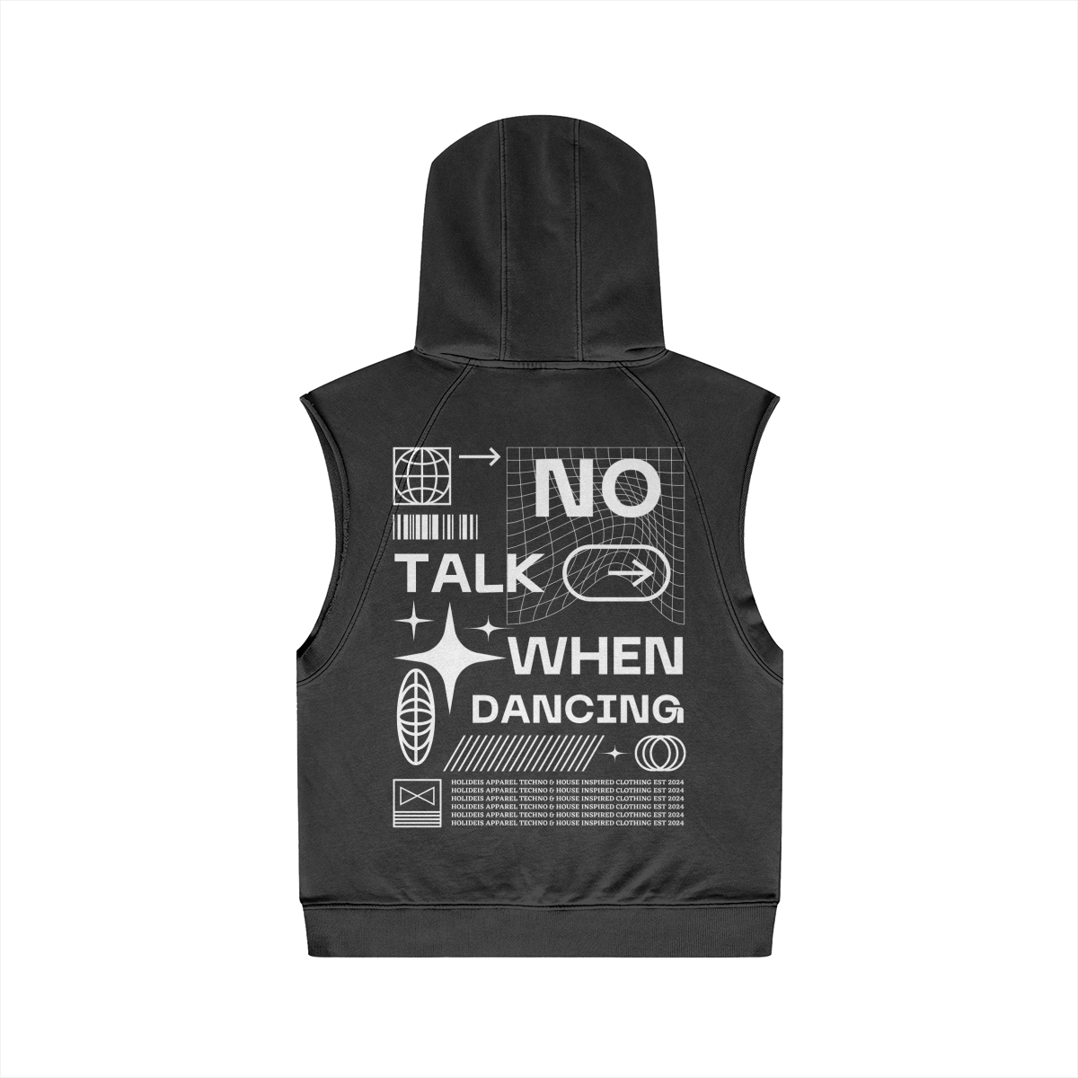 No Talk When Dancing Oversize Wash Sleeveless Hoodie