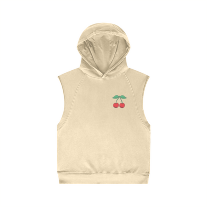 What Happens In Ibiza Cherry Pastel Oversize Wash Sleeveless Hoodie