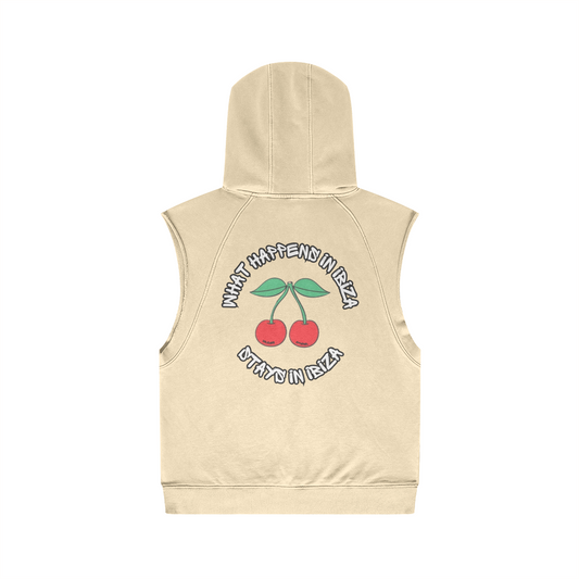 What Happens In Ibiza Cherry Pastel Oversize Wash Sleeveless Hoodie